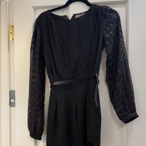 Elegant Black Dress with Sheer Sleeves